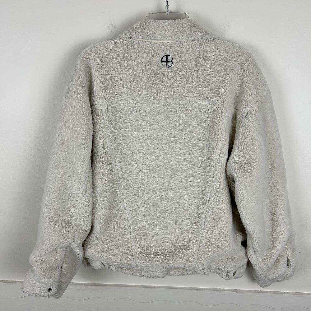 Anine Bing Cream Sherpa Rory Snap Front Jacket S - Picture 3 of 7